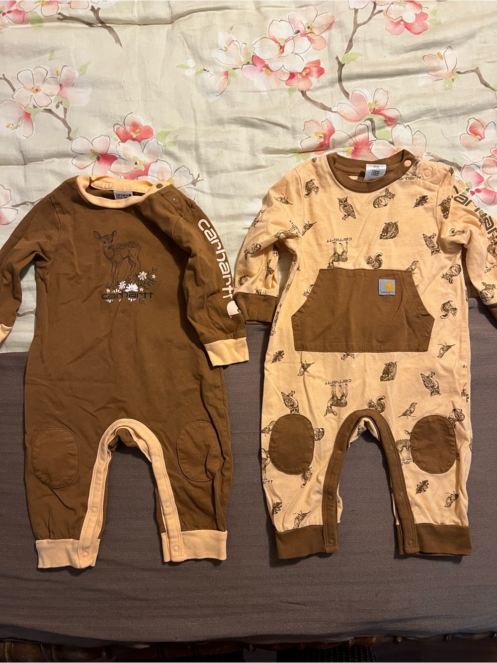 2 Carhartt Baby Girl Rompers Size 18 Months